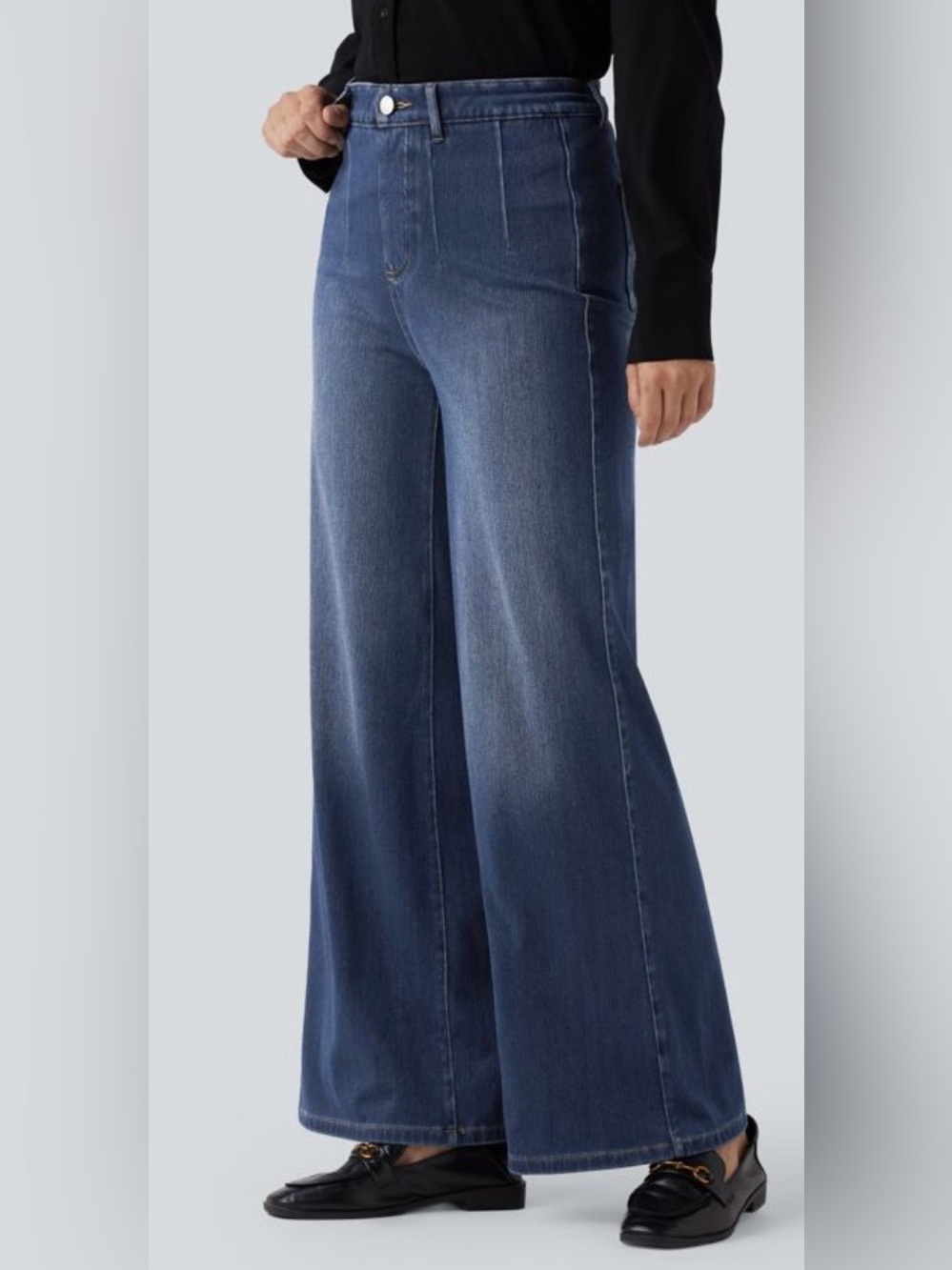 HALARA Women's High-Rise Wide Leg Jeans in Denim Blue